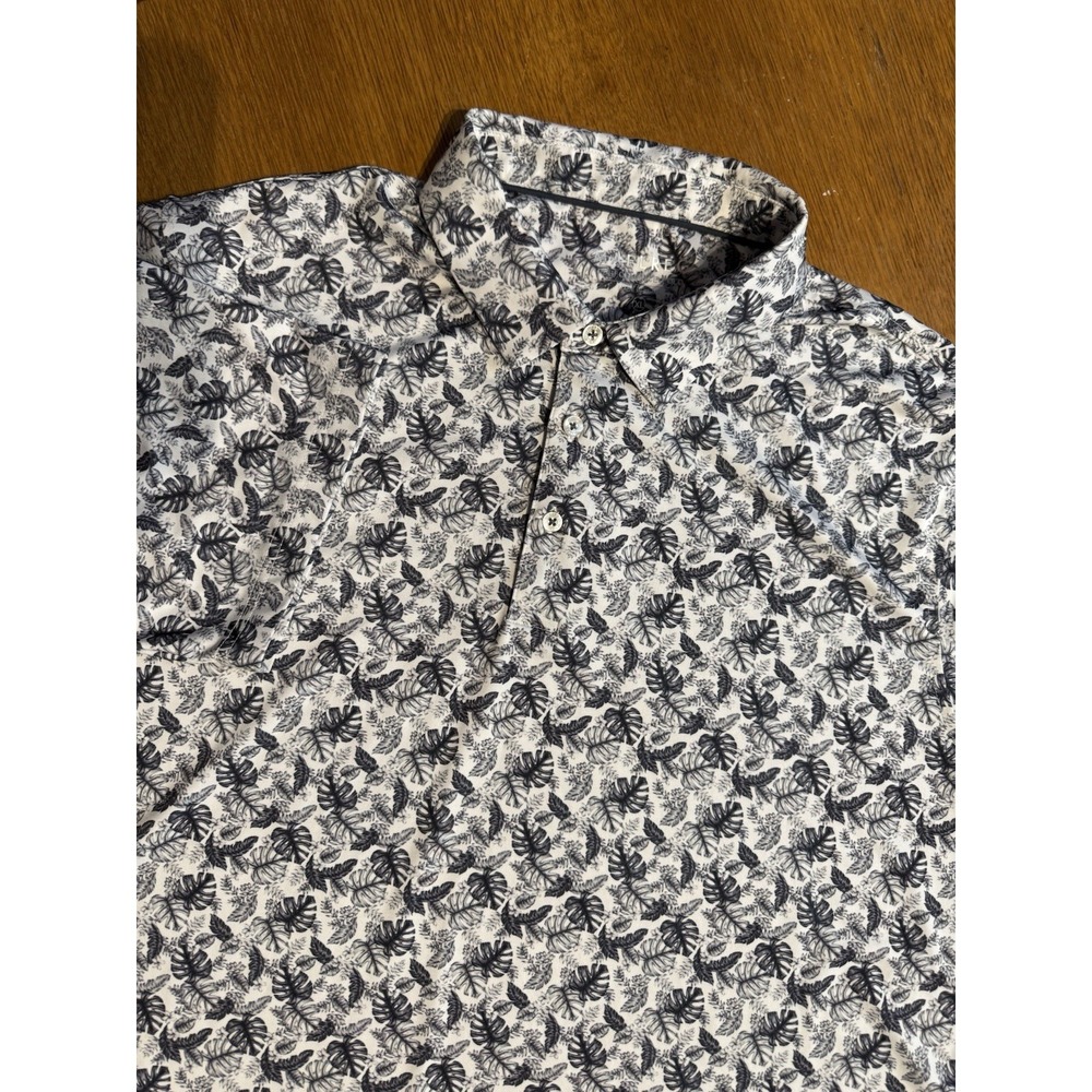 Maelreg Performance Stretch Golf Polo Shirt Mens Large Blue Camo EUC